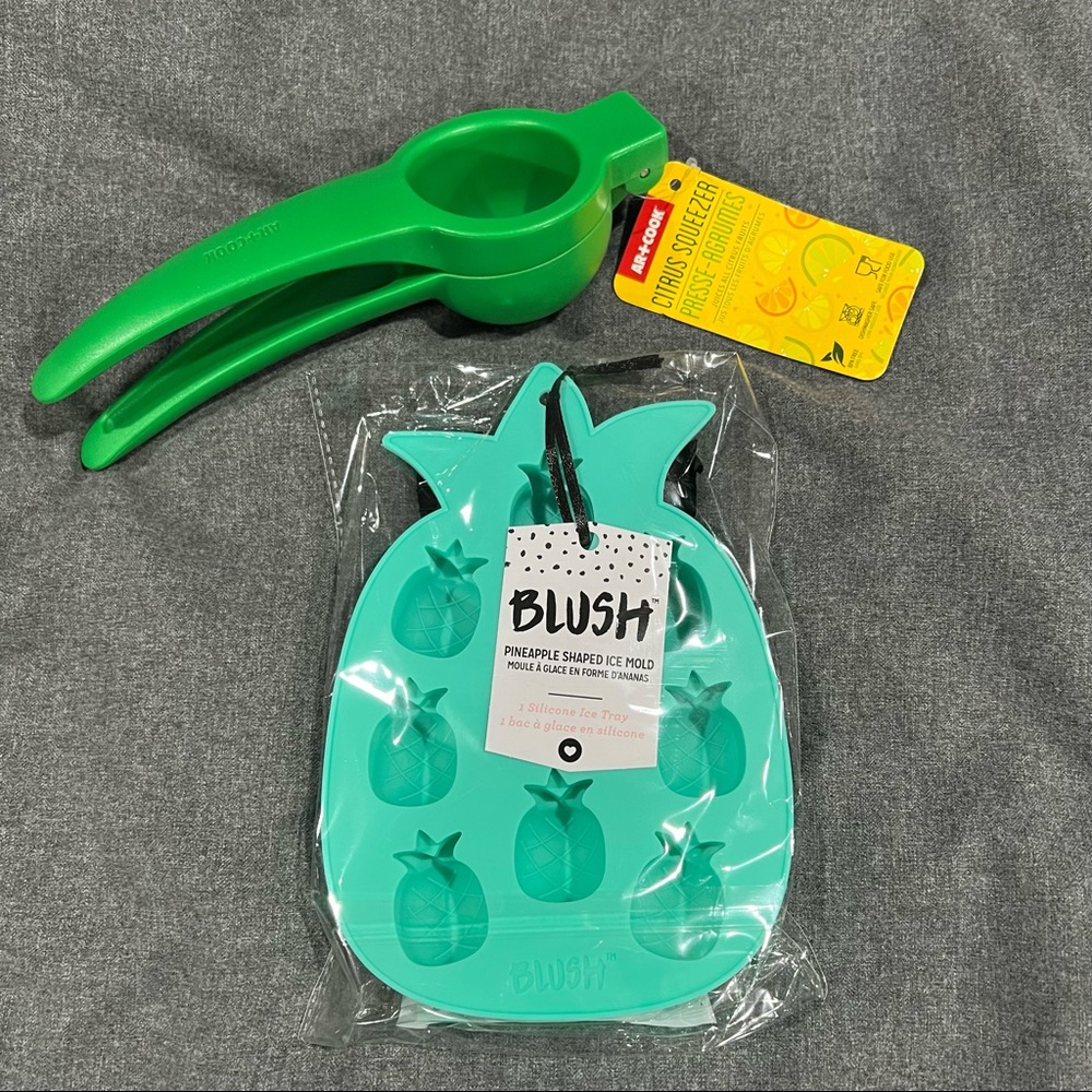 Blush Pineapple Shaped Ice Cube Mold & AR + Cook Citrus Fruit Squeezer